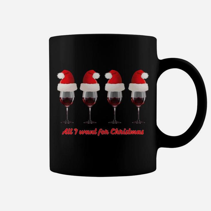Funny Christmas Wine Glasses Red Wine Santa Hats Tee Coffee Mug