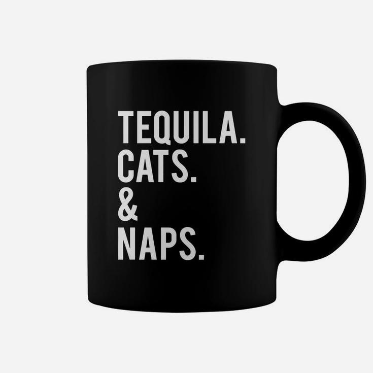 Funny Cute Womens Tequila Cats And Naps Slogan T-shirt Coffee Mug