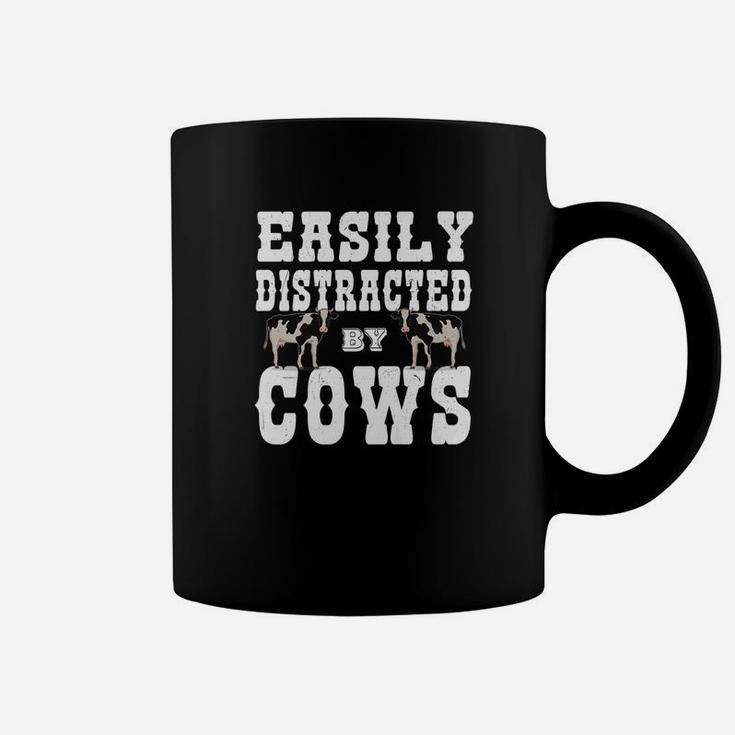 Funny Farmer Gifts Easily Distracted By Cows Vintage Coffee Mug