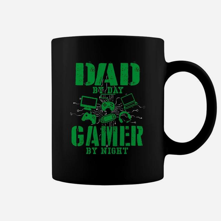 Funny Fathers Day Shirt Dad By Day Gamer By Night Video Game Coffee Mug