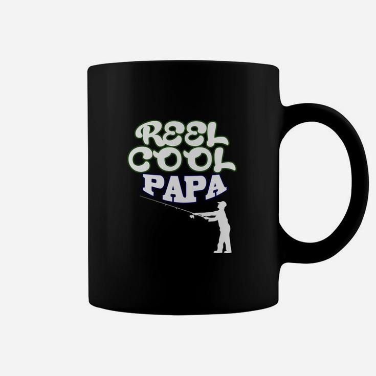 Funny Fishing Reel Papa Fishermen Lake Dad Gift Coffee Mug