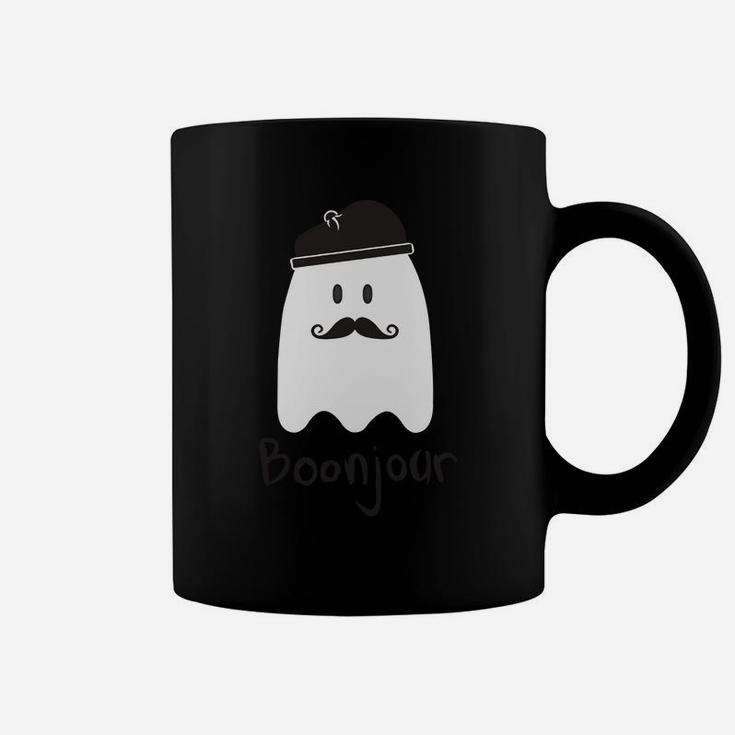 Funny French Teacher Halloween Bonjour Ghost Shirts Coffee Mug