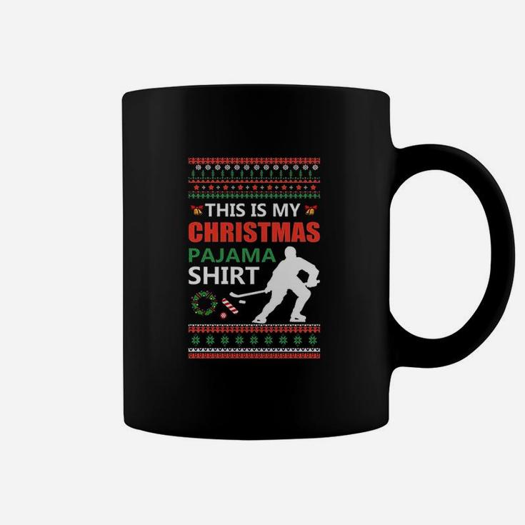 Funny Ice Hockey Christmas Pajama Ugly Coffee Mug