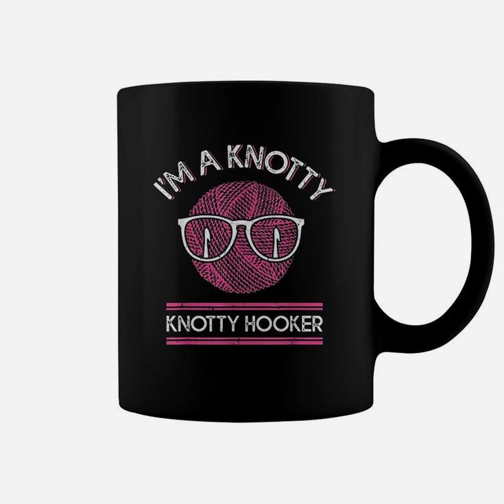 Funny Im A Knotty Hooker Crochet Knitting Coffee Mug