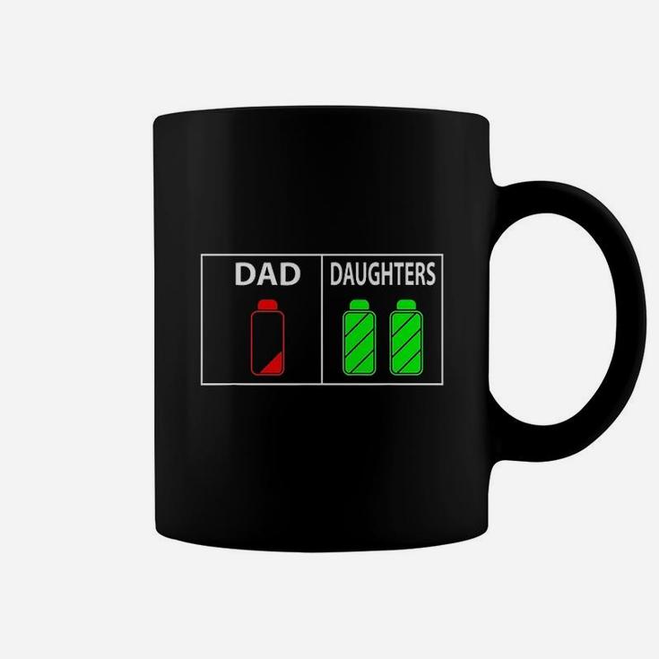 Funny Low Battery Dad Of Two Daughters Fathers Day Gift Coffee Mug