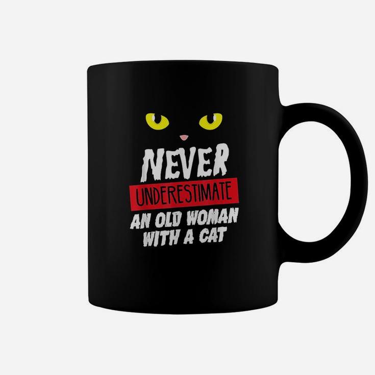 Funny Never Underestimate An Old Woman With A Cat Coffee Mug