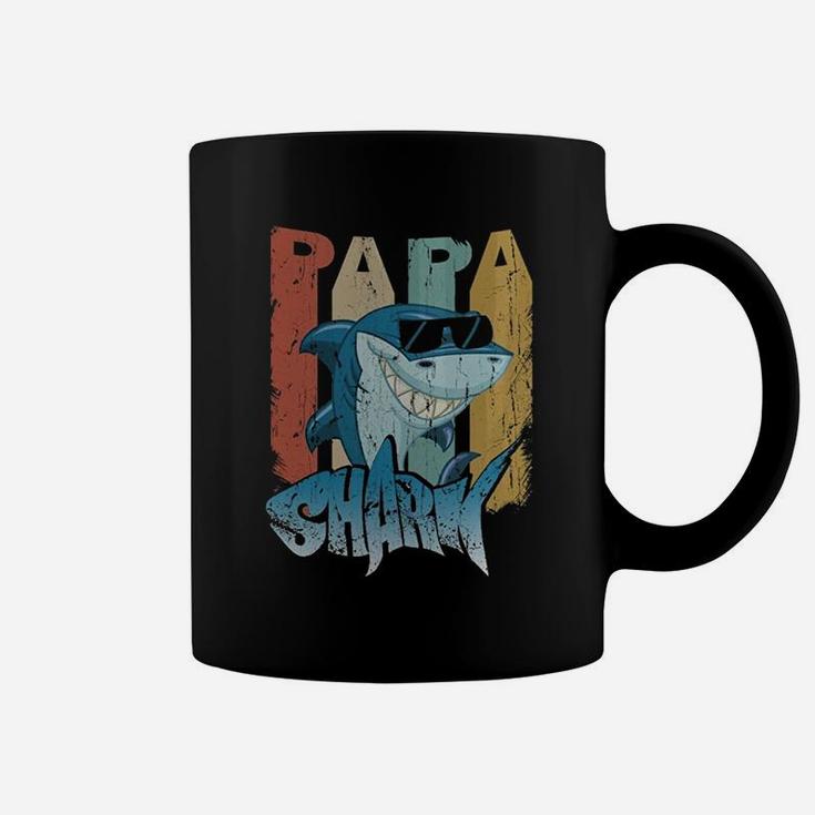 Funny Papa Shark Retro Classic, dad birthday gifts Coffee Mug