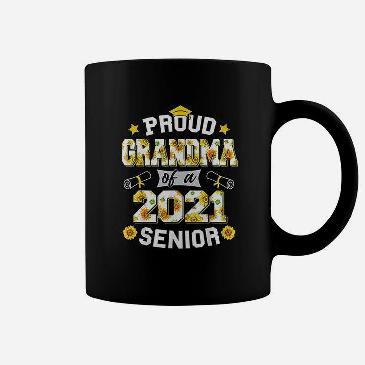 Funny Proud Grandma Of A 2021 Senior Floral Graduation Gift Coffee Mug
