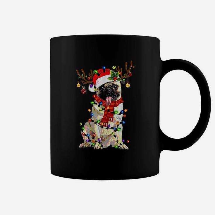 Funny Pug Dog Christmas Reindeer Christmas Lights Coffee Mug