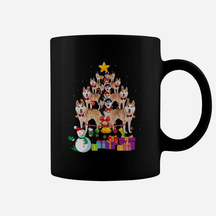 Funny Siberian Husky Christmas Dog Tree Xmas Gift Coffee Mug