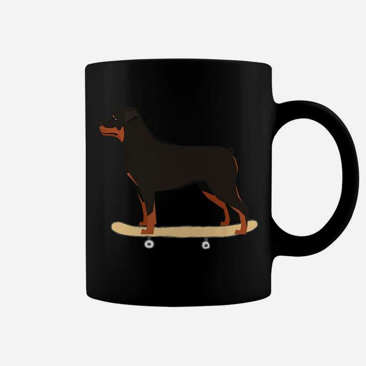 Funny Skateboarding Rottweiler Puppy Dog Gift Coffee Mug