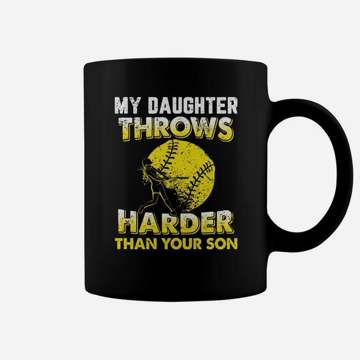 Funny Softball Dad My Daughter Throws Harder Tees Coffee Mug