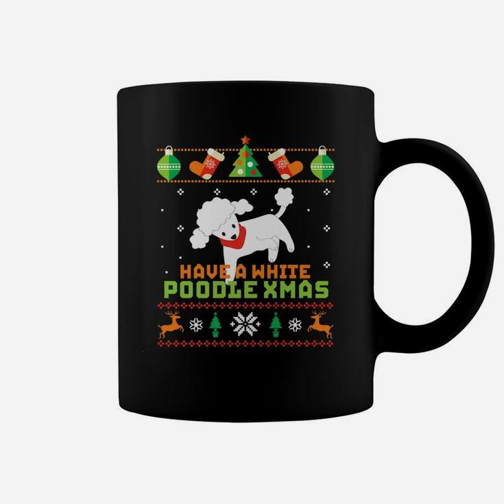 Funny Ugly Sweater Dog Lover White Poodle Christmas Coffee Mug