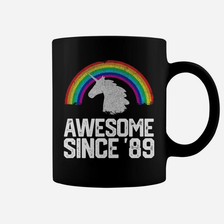 Funny Unicorn 1989 32nd Birthday Gift Rainbow Retro Vintage  Coffee Mug