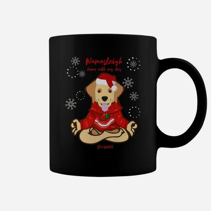 Funny Yoga Christmas Dog Golden Retriever Labrador Coffee Mug