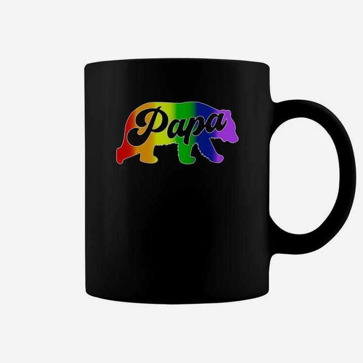 Gay Dad Shirt Papa Bear Pride Rainbow Colors Fathers Day Coffee Mug