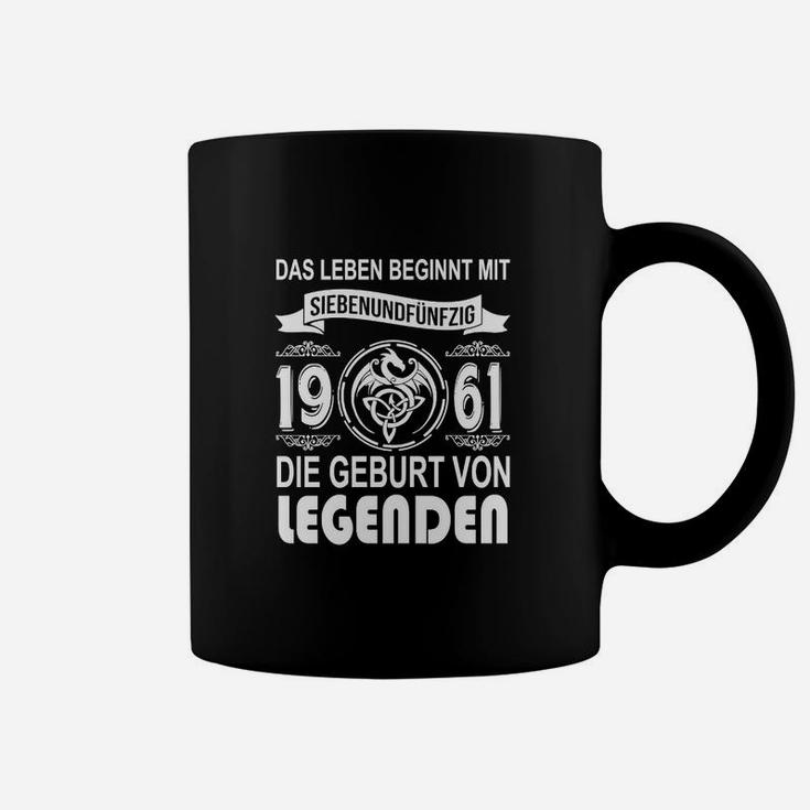 Geburt von Legenden 1961 Tassen, Schwarzes Retro Geburtstagsshirt