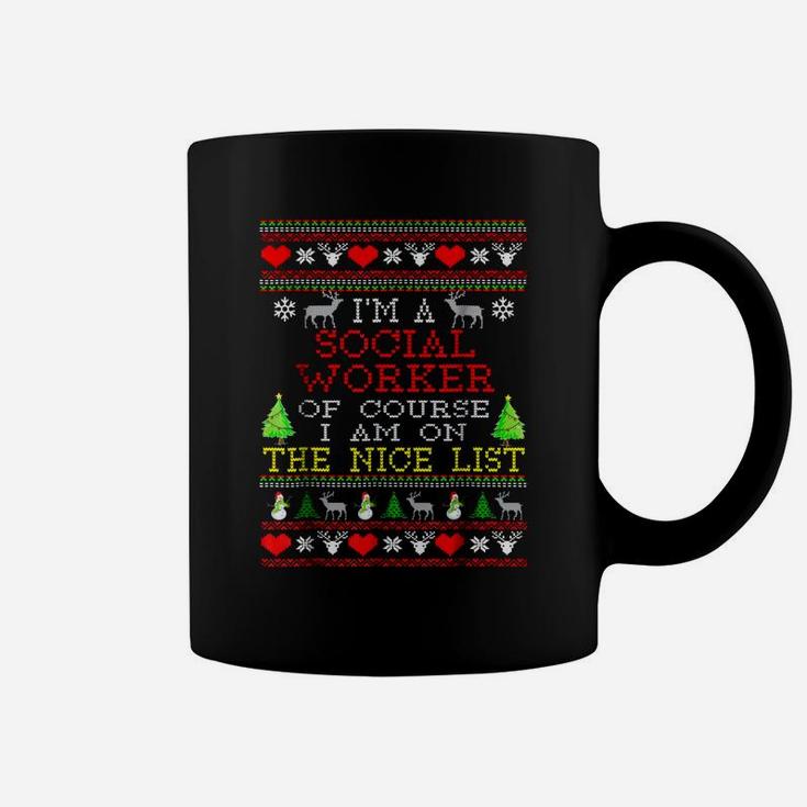 Gift For Social Worker Ugly Christmas Sweater Tshirt Coffee Mug