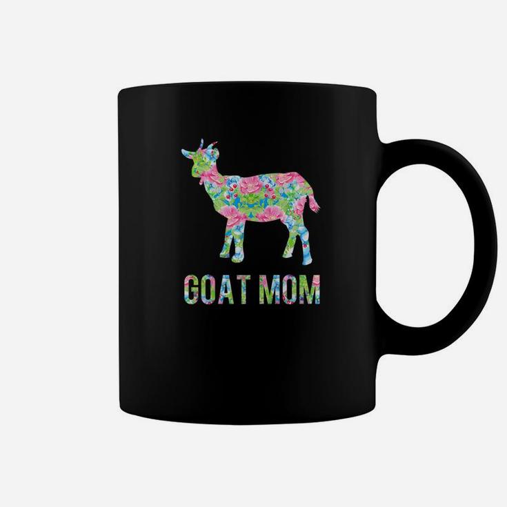 Goat Mom Colorful Flowers I Love Goats Coffee Mug