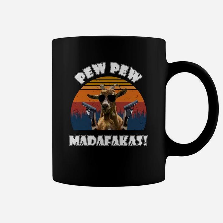 Goat Pew Pew Madafakas Vintage Retro Coffee Mug