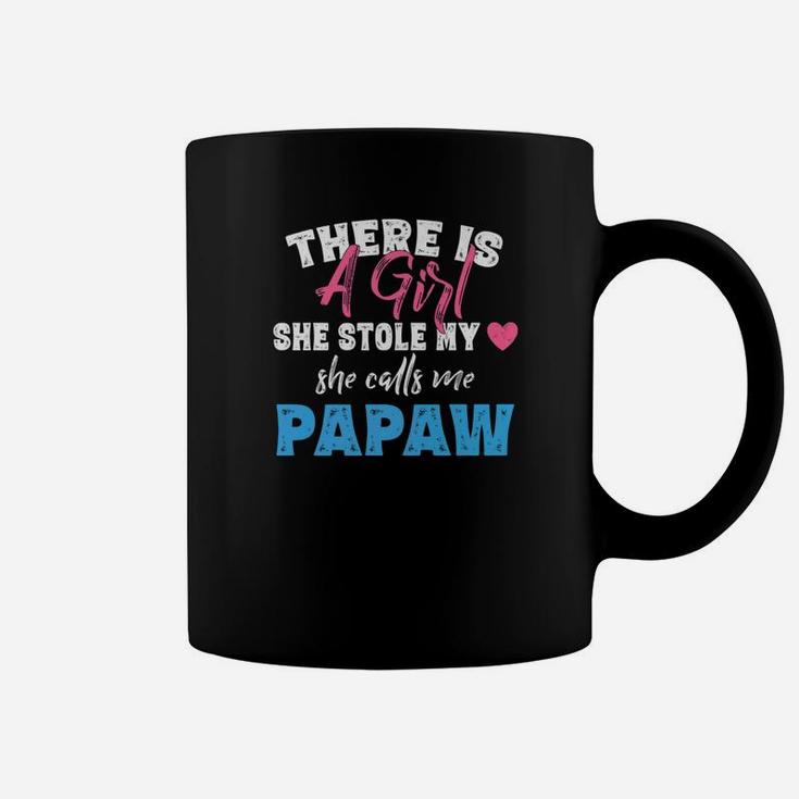Grandpa Gifts Girl Stole My Heart Calls Me Papaw Coffee Mug