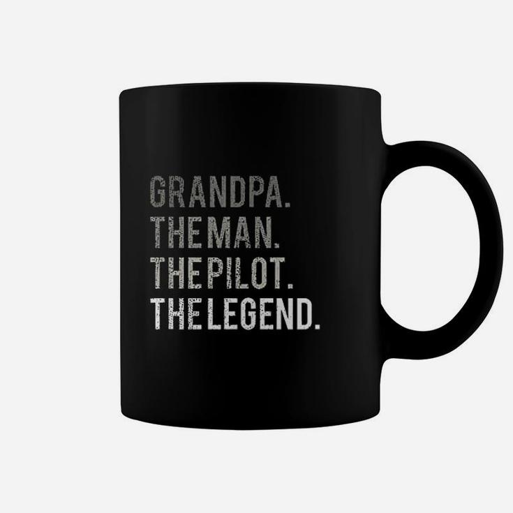 Grandpa The Man The Pilot The Legend Aviation Dad Gift Coffee Mug