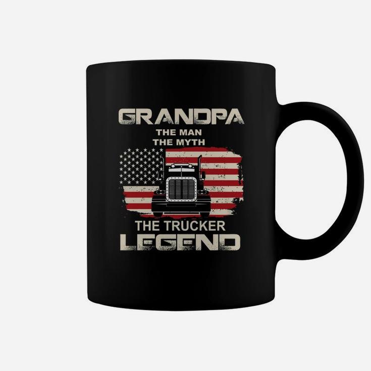 Grandpa The Trucker Legend - Gift For Trucker Grandpa Coffee Mug