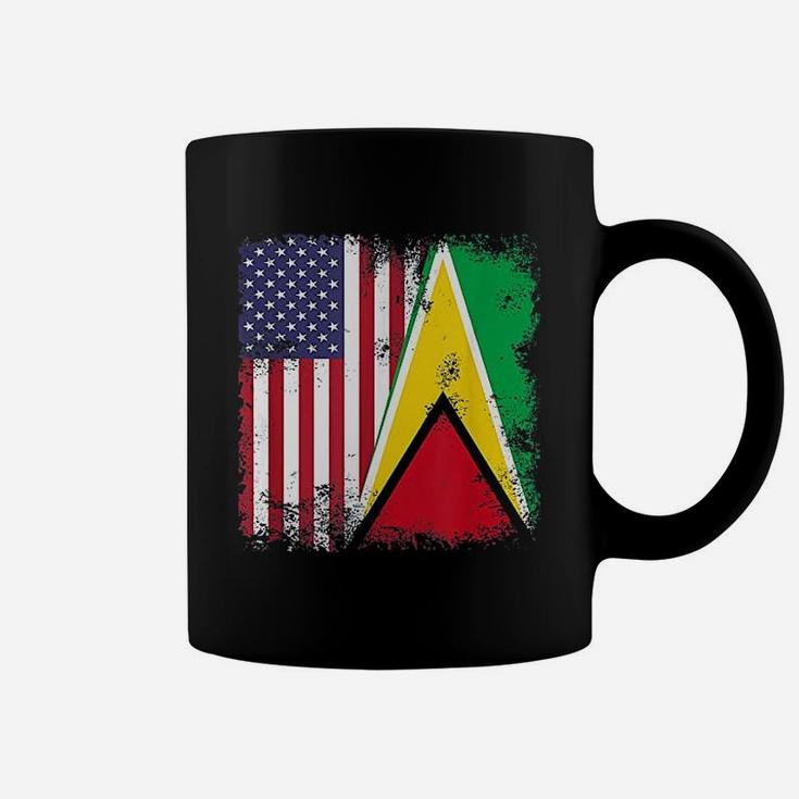 Half Guyanese Flag Vintage Guyana Usa Gift Coffee Mug
