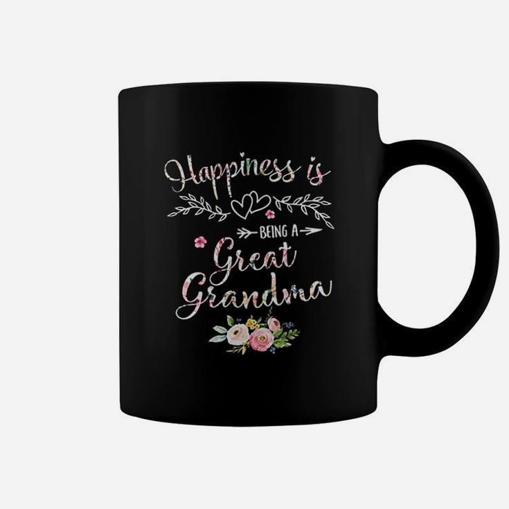 Happiness Is Being A Great Grandma For Women Flower Grandma Coffee Mug