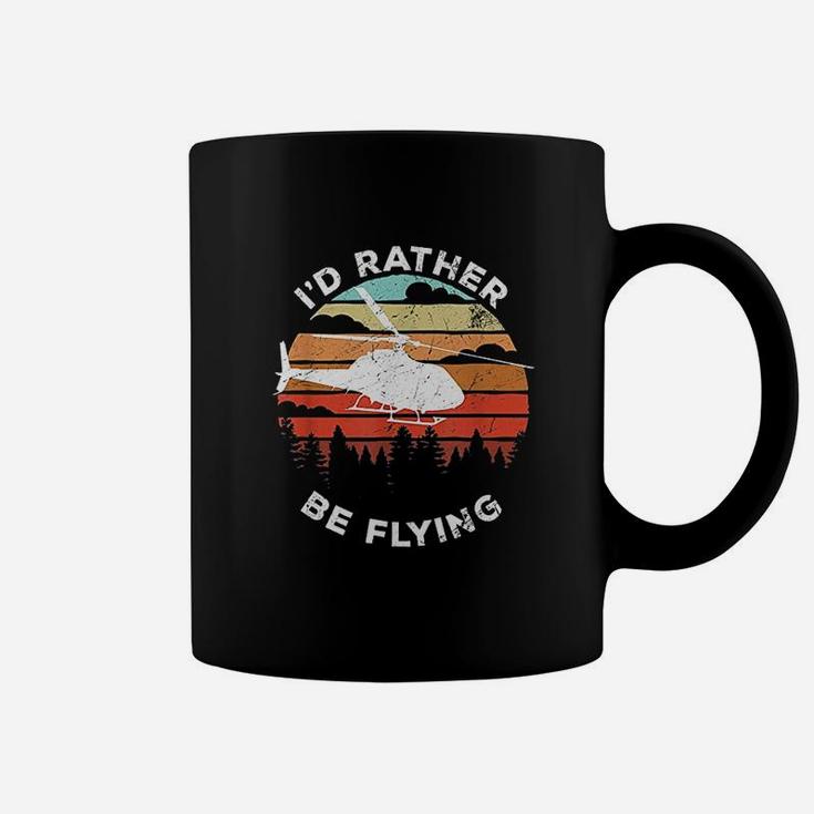 Helicopter Funny Pilot Gift Id Rather Be Flying Retro Coffee Mug