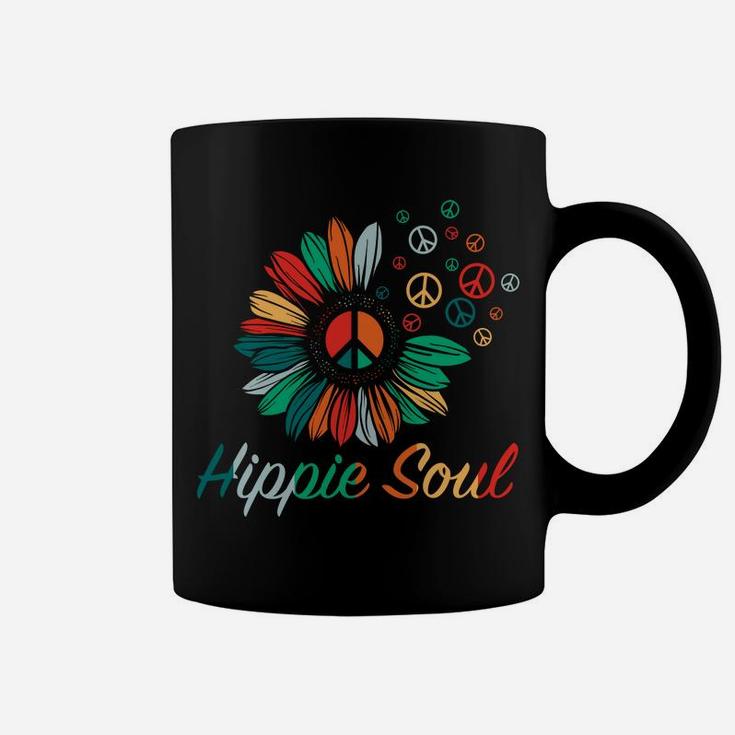 Hippie Soul Sunflower Colorful Peace Sign Hippie Gift Coffee Mug
