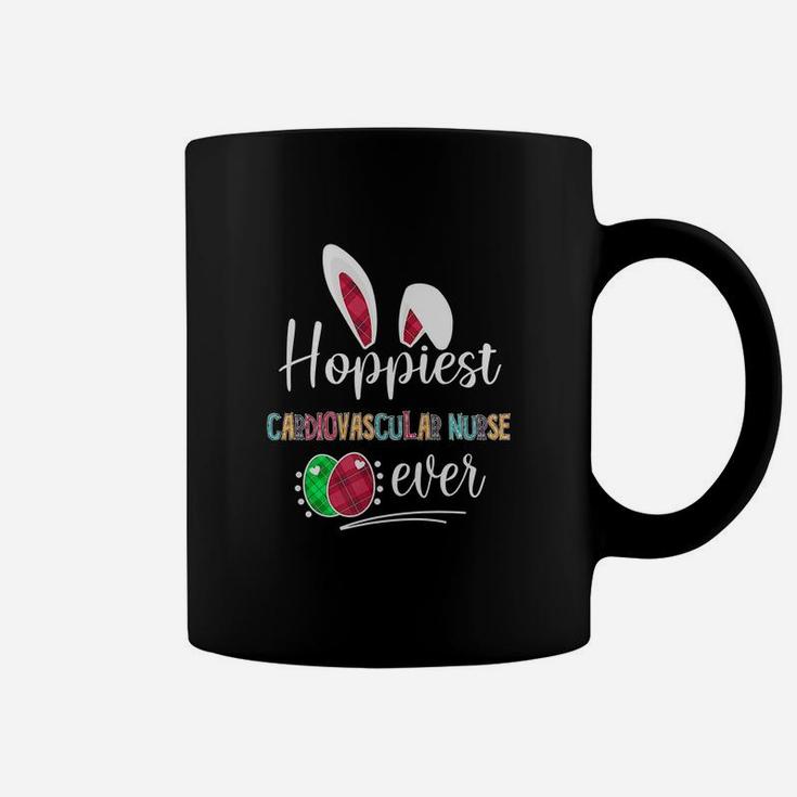 Hoppiest Cardiovascular Nurse Ever Bunny Ears Buffalo Plaid Easter Nursing Job Title Coffee Mug