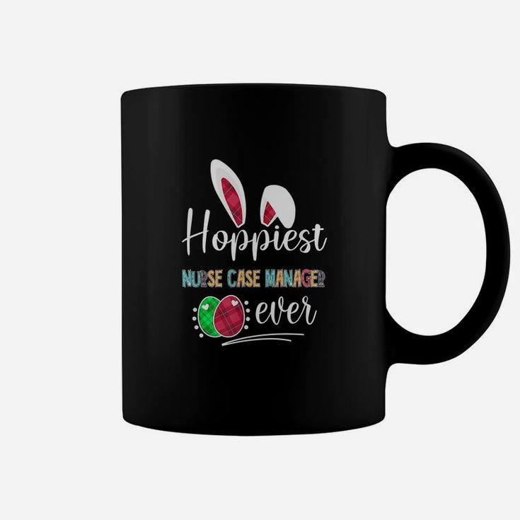 Hoppiest Nurse Case Manager Ever Bunny Ears Buffalo Plaid Easter Nursing Job Title Coffee Mug