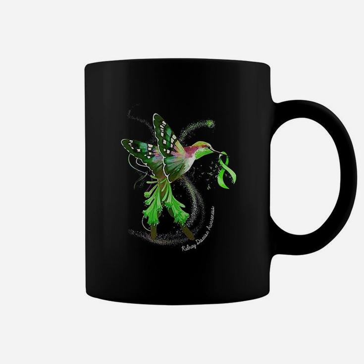 Hummingbird Holding Green Ribbon Kidney Disease Awareness Coffee Mug