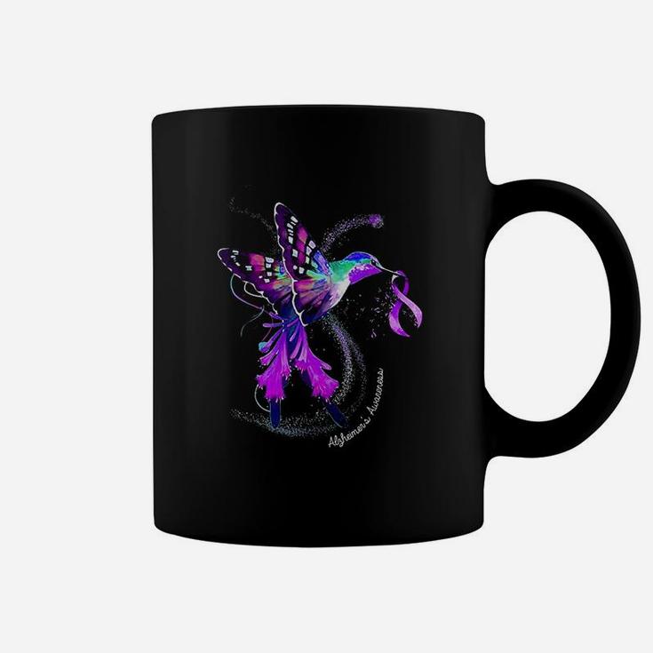 Hummingbird Holding Purple Ribbon Alzheimers Awareness Coffee Mug