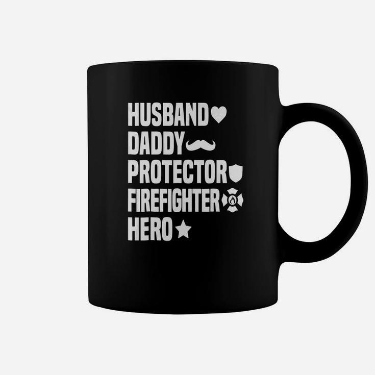 Husband Daddy Protector Firefighter Hero Coffee Mug