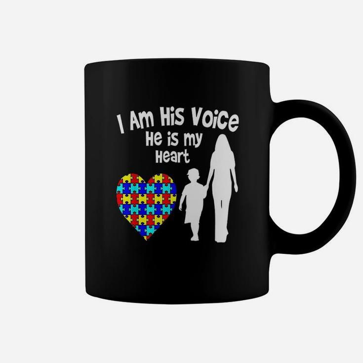 I Am His Voice He Is My Heart Awareness Mom Coffee Mug
