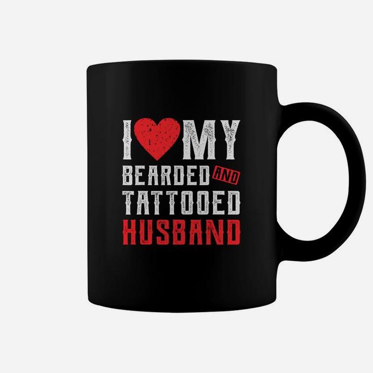 I Love My Bearded And Tattooed Husband Gift For Wife Coffee Mug