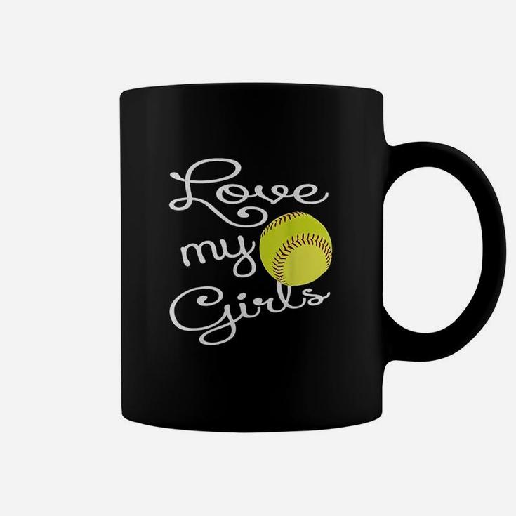 I Love My Girls Mom Softball Cute Softball Mom Coffee Mug