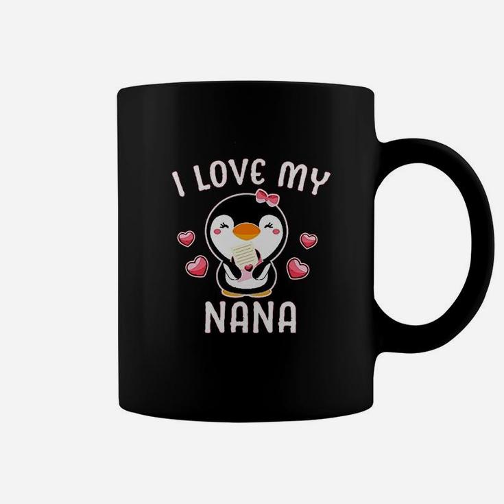 I Love My Nana With Cute Penguin And Hearts Coffee Mug