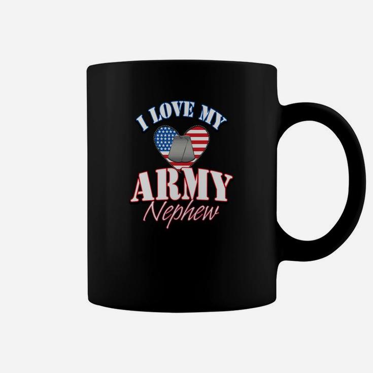 I Love My Us Army Nephew Dog Tag Heart Men Women Coffee Mug