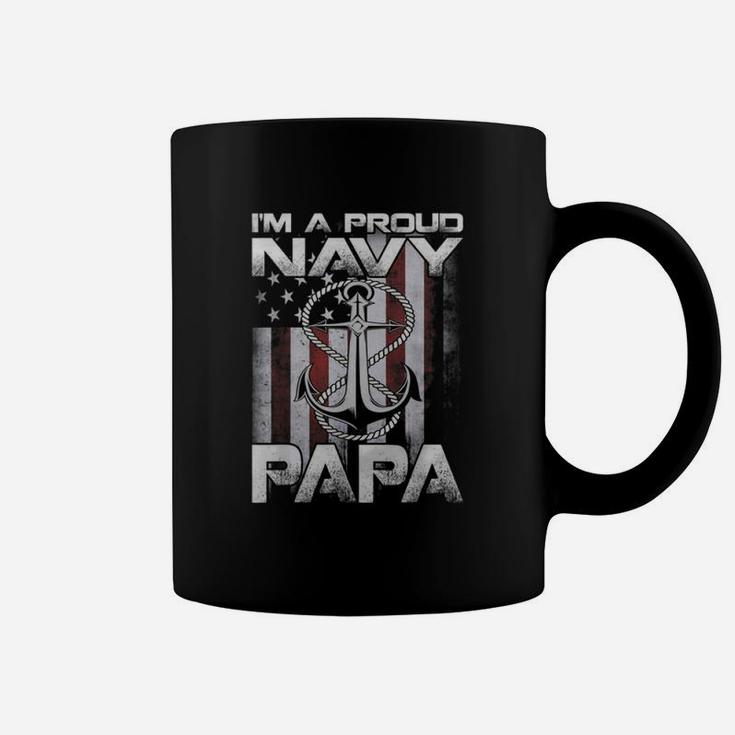 I m A Proud Navy Papa Patriotic Sailor Usa Flag Shirt Coffee Mug