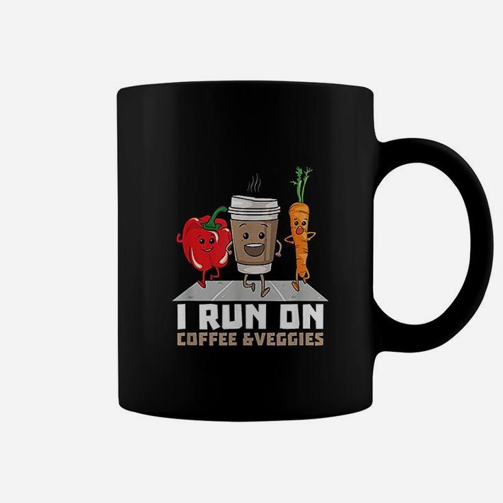I Run On Coffee Veggies Vegetarian Vegan Runner Gift Vegan Coffee Mug