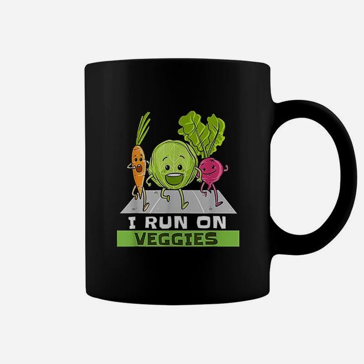 I Run On Veggies Funny Vegan Vegetarian Runner Gift Vegan Coffee Mug