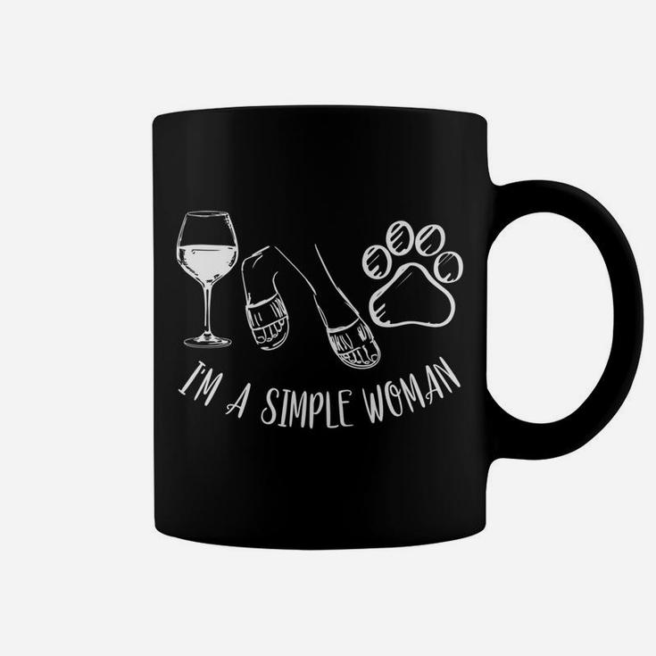 Im A Simple Woman Funny Wine Flip Flops Dog Paw Gift Coffee Mug