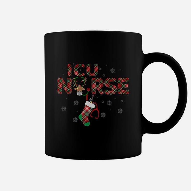 Intensive Care Unit Icu Nurse Christmas Plaid Pattern Coffee Mug