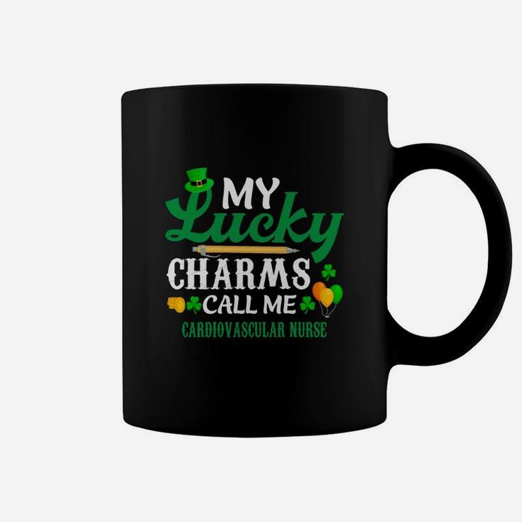 Irish St Patricks Day My Lucky Charms Call Me Cardiovascular Nurse Funny Job Title Coffee Mug