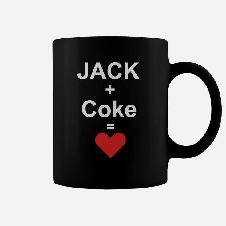 Jack + Coke = Herz Schwarzes Tassen, Lustiges Getränke Design