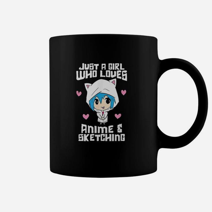 Just A Girl Who Loves Anime And Sketching Funny Anime Coffee Mug