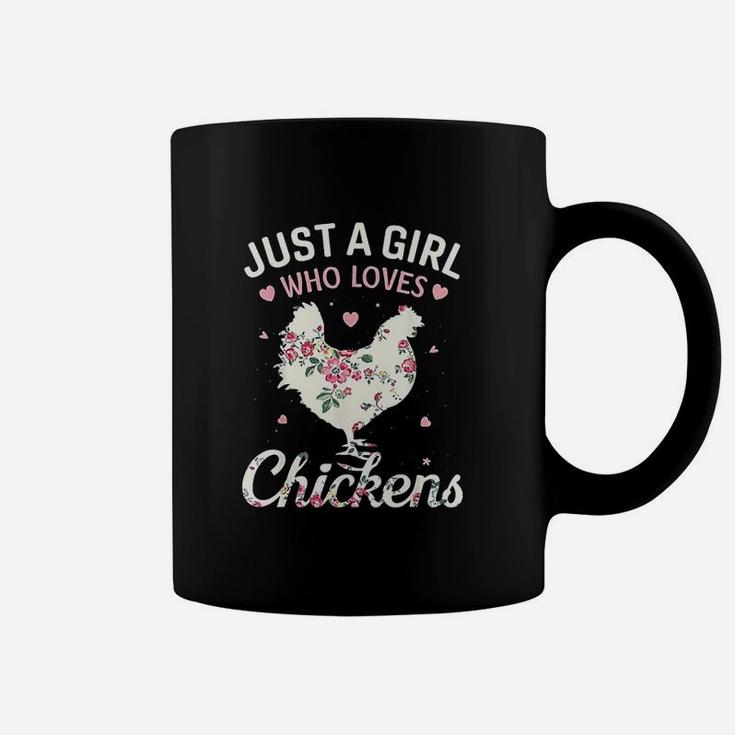 Just A Girl Who Loves Chickens Floral Farmer Girl Gifts Coffee Mug